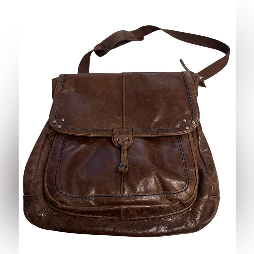 The Sak Ventura Leather Studded Teak Brown Backpack Crossbody Bag